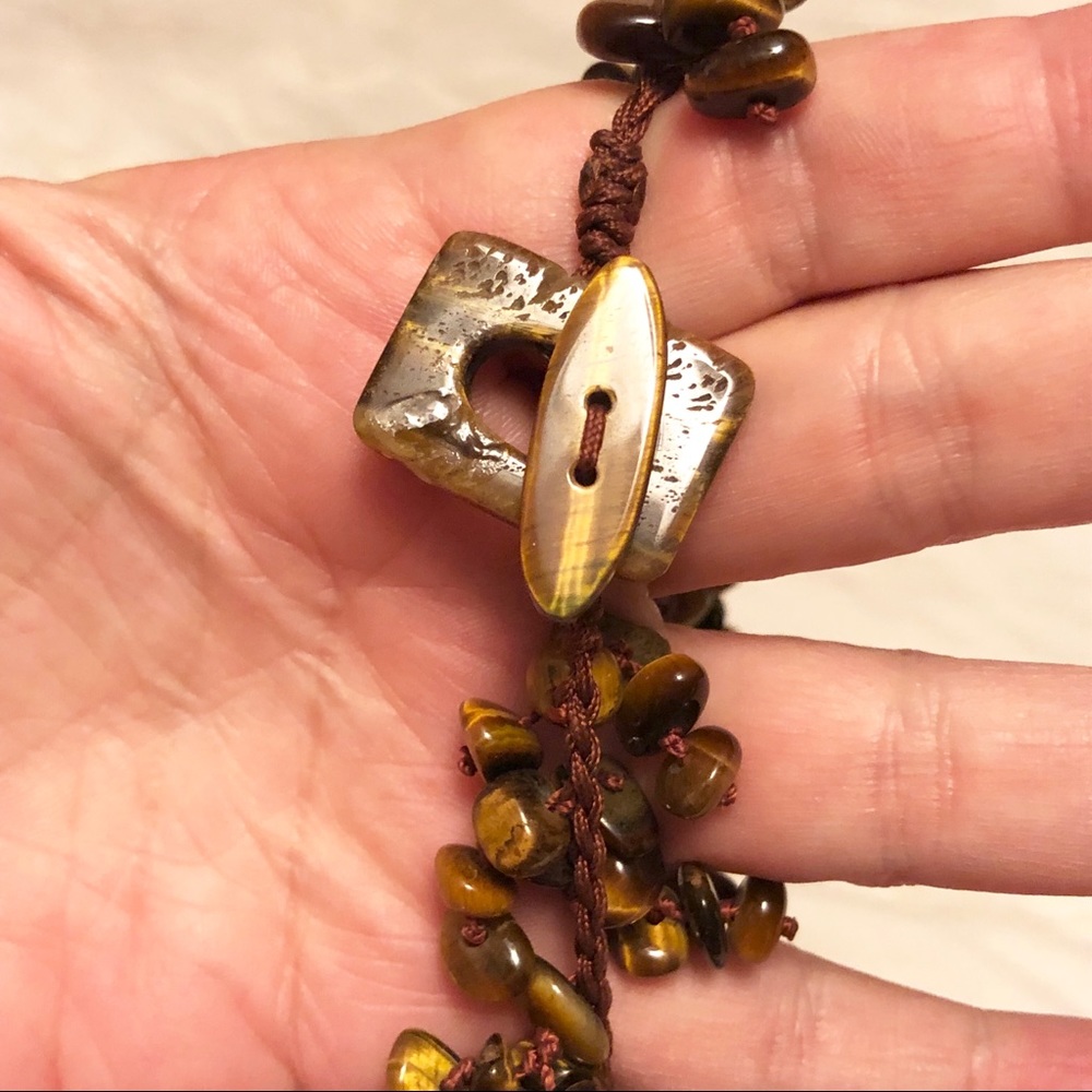 Host pick 🎉🎉 Tiger’s Eye Cascade Bib Knotted Necklace 19” - Picture 9 of 12